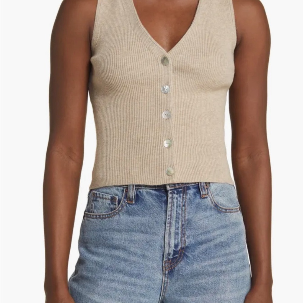 Rails Rose Rib Vest in Beige